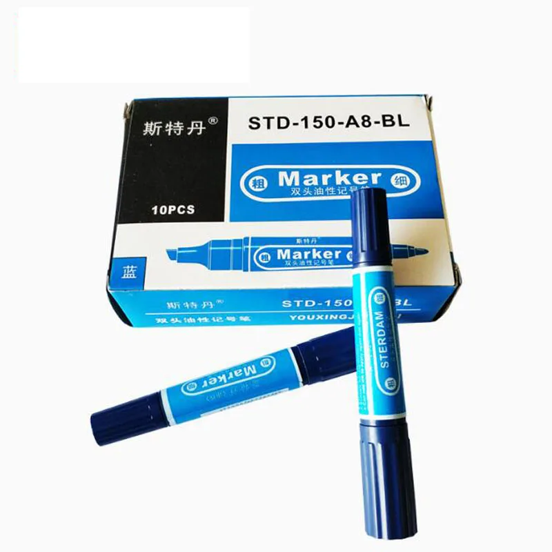 1pc Bulk Logistics Courier Black/blue/red Colour Double Head Round Toe Oil Permanent  Marker Pen The Office Supplies Stationery - Paint Markers - AliExpress