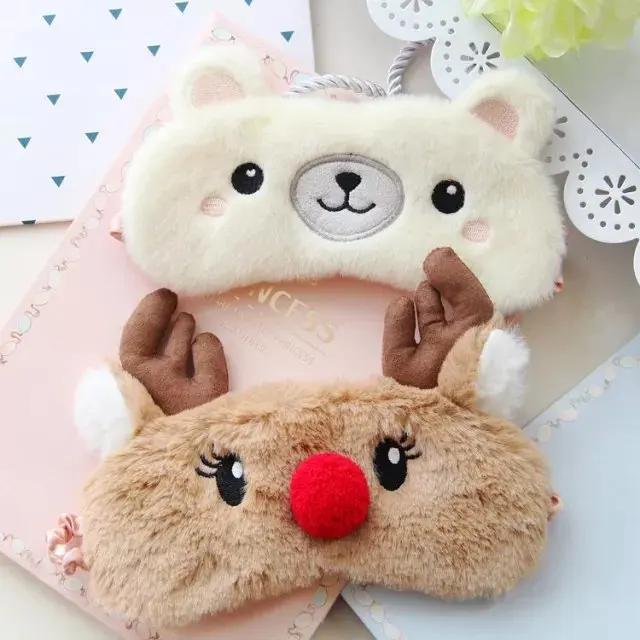 Cute Animal Sleep Eye Mask Plush Eye Cover Kids Sleeping Mask Winter