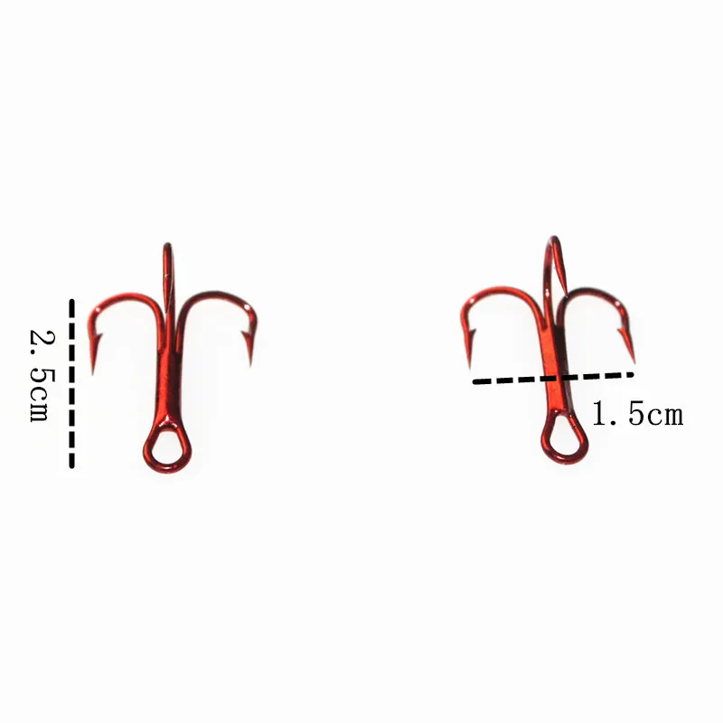 KKWEZVA 20 шт. 4 # Новый красный цвет рыболовное оборудование рыболовный крючок Высокоуглеродистая сталь тройные Крючки рыболовные снасти