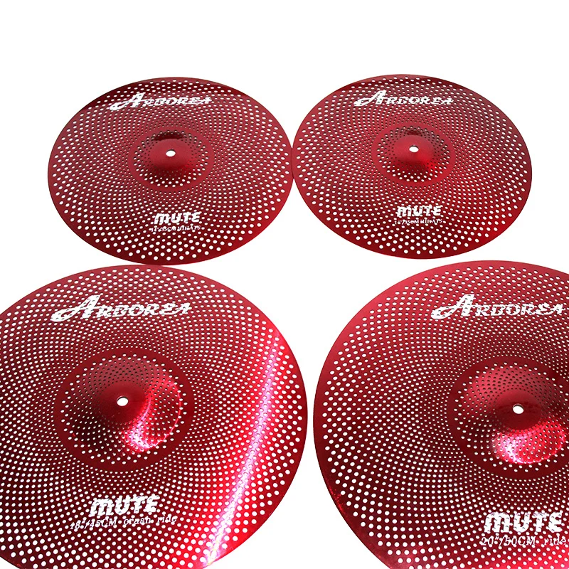 Red Color Low volume cymbal set 14"hihat+16"crash+18"crash+20"ridein