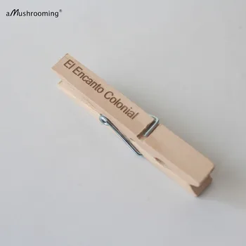

50 Personalized Spanish Colonial Charm Engraved Wooden Clips Standard Size Wood Clothespins Event Table Escord Card Holders