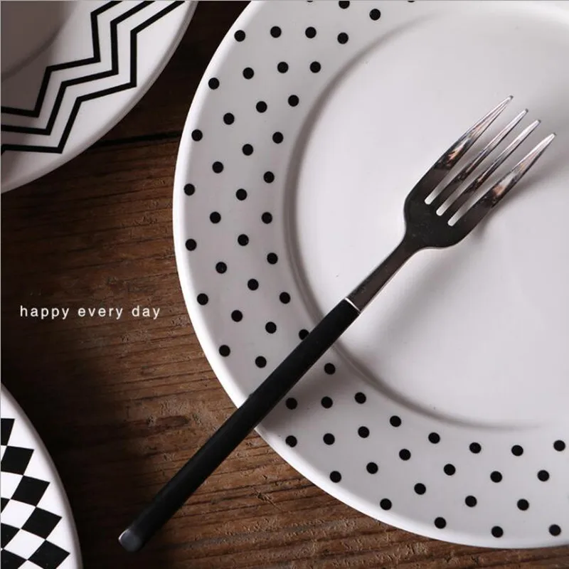 8 дюймов Творческий евро геометрический дизайн Керамика тарелки фарфоровые блюда из говядины десертная тарелка для фруктов, пирожных лоток Еда посуда 1 шт