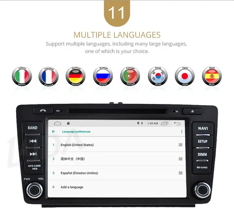 Best LJDA 8 Inch 2 DIN Anrdroid 9.1 Car DVD Player For SKODA Octavia 2009-2013 Bluetooth WIFI GPS Navigation Radio Multimedia 2G RAM 13
