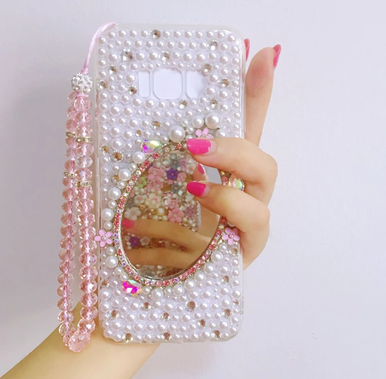 

Diamond Mirror Phone Cover Case For Meizu M6 M5 Note M5S M5C Pro 6 7 Plus MX6 Soft Phone Back Cases With Strap