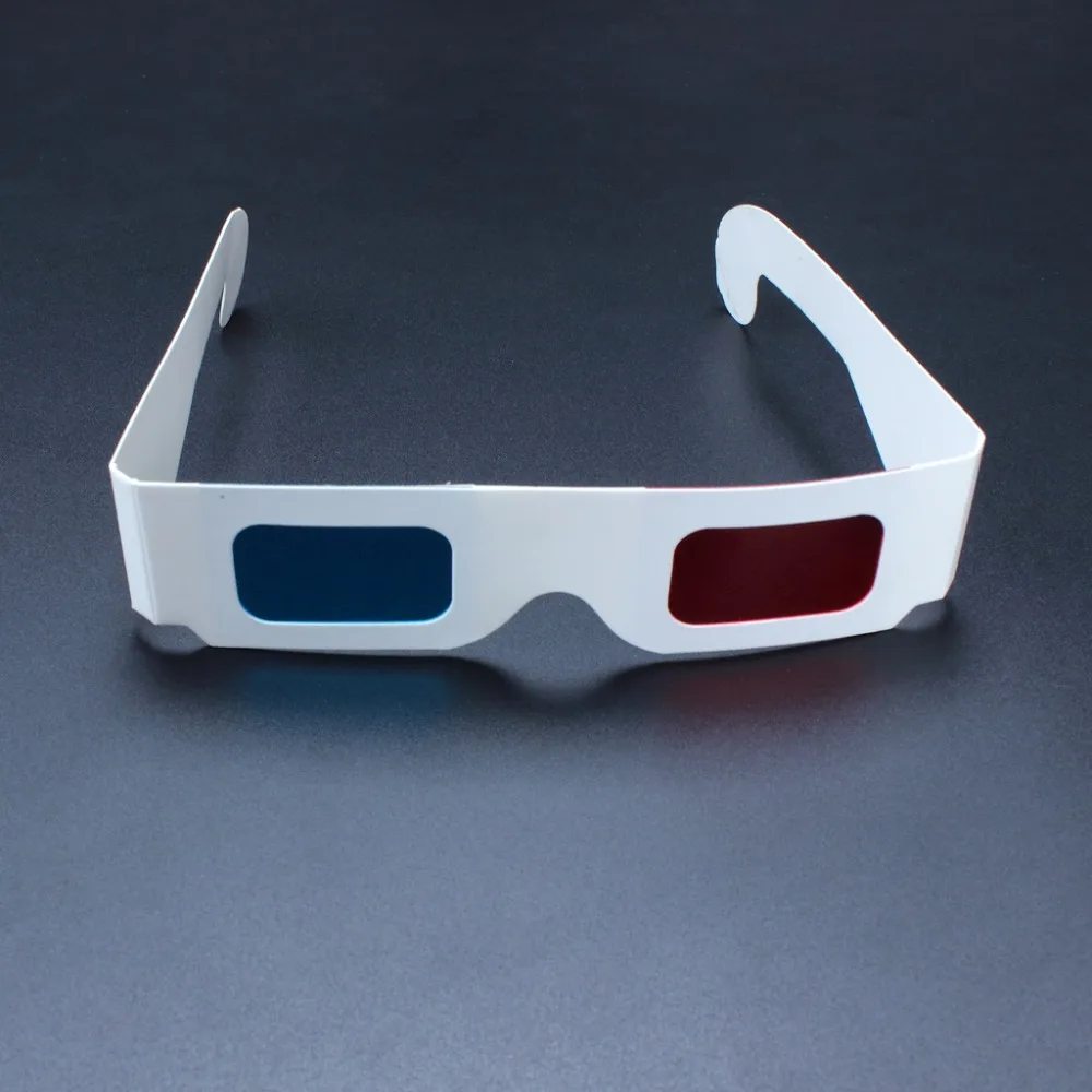RedBlue (Cyan) 3D  Paper  Glasses Red and Cyan  White Frame Anaglyph Cardboard  (4)