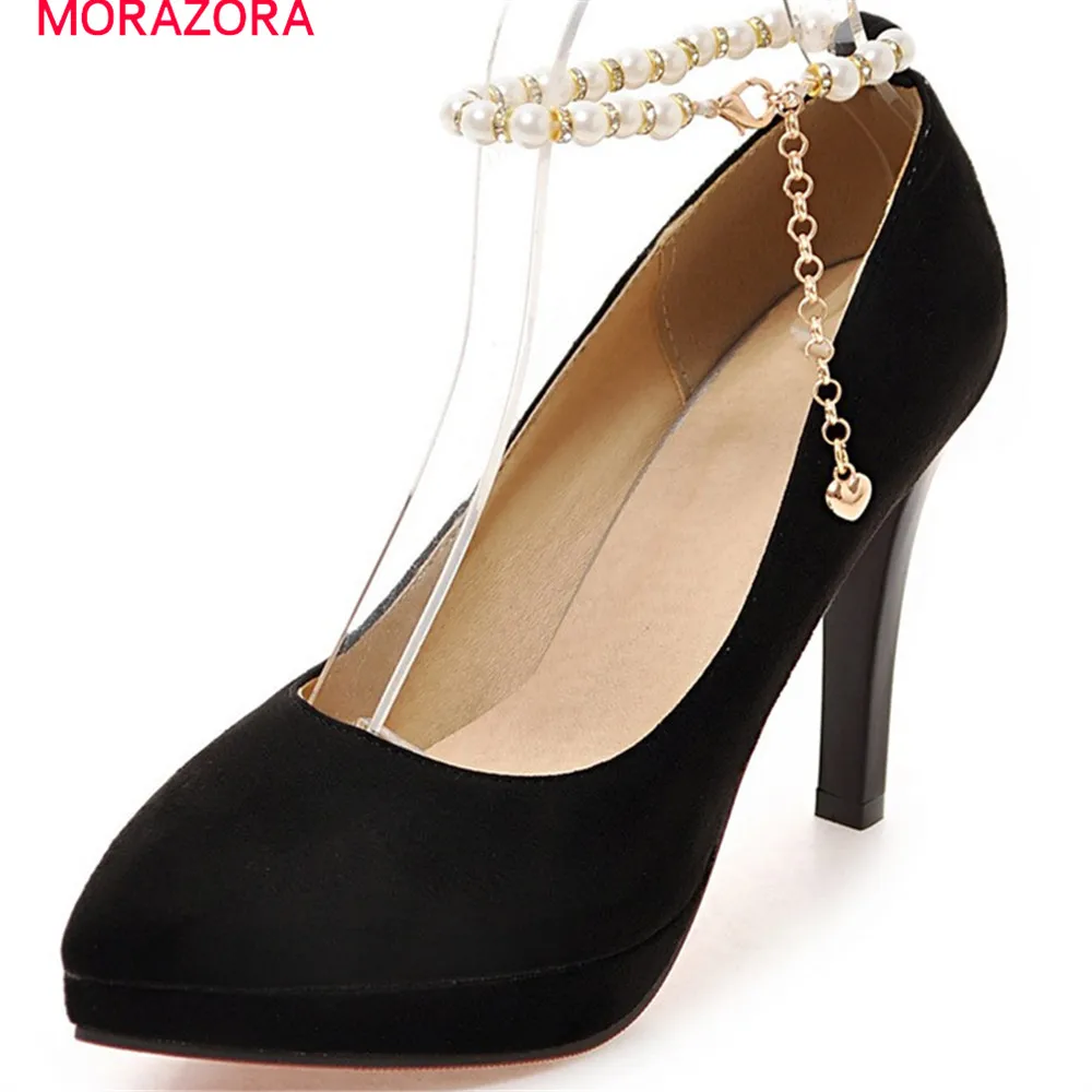 

MORAZORA 2020 spring autumn pumps women shoes pointed toe thin heels extreme high heel shallow solid platform shoes