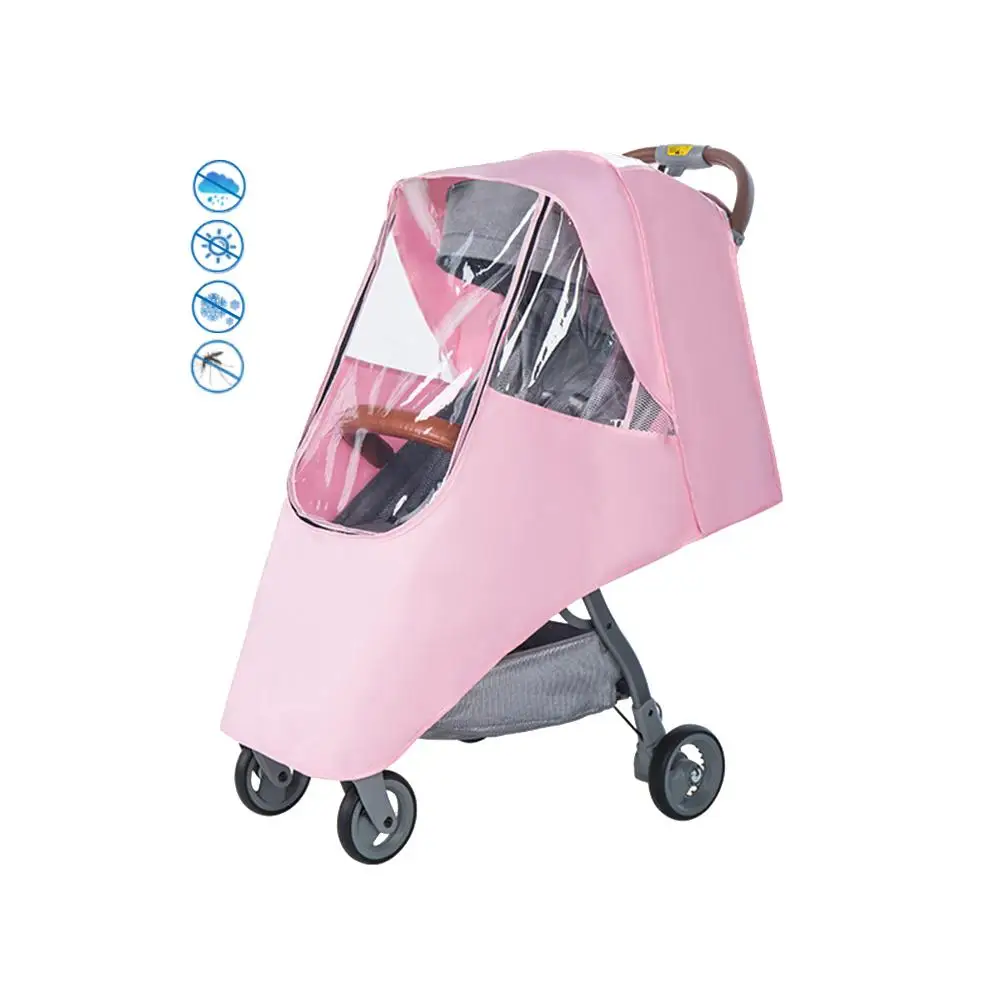 Универсальный Водонепроницаемый дождевик для коляски, прозрачный пылезащитный дождевик для детской коляски, аксессуары для колясок - Color: Pink