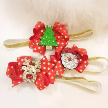 Корейская Рождественская газовая лента для волос для девочек, ободок с кроличьими ушами, Детская Хлопковая повязка для волос с бантом, Галстуки для волос, цветочные аксессуары для волос-C