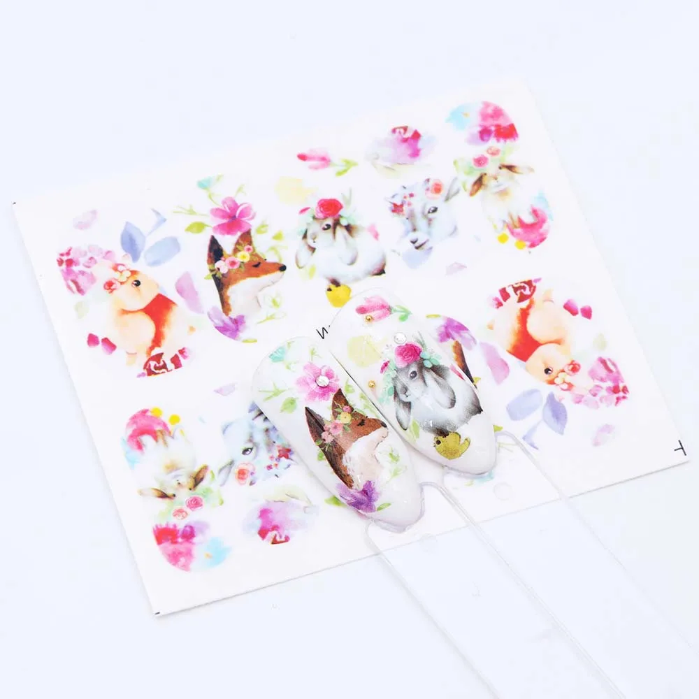 1 шт переводные наклейки для ногтей Фламинго Цветочные животные кошка Переводные Слайдеры для ногтей Аксессуары для маникюра JIWG294-2128 - Цвет: WG2126