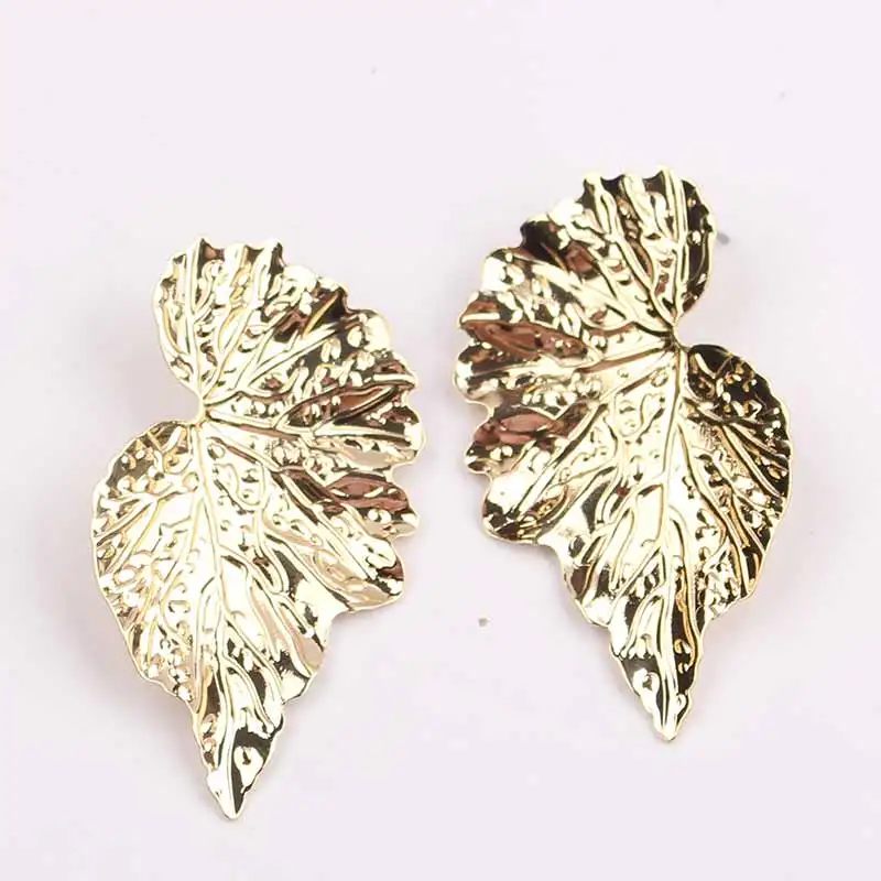 Мода большой лист цветок серьги для женщин Brincos массивные ювелирные изделия золото серебро сердце бабочка серьги с крыльями шпилька - Окраска металла: 1022 Gold