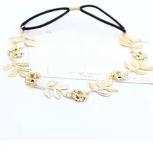 Модные женские черные веревочные цепи золотого цвета ободок для волос с листочками красивые листья формы аксессуары для укладки волос