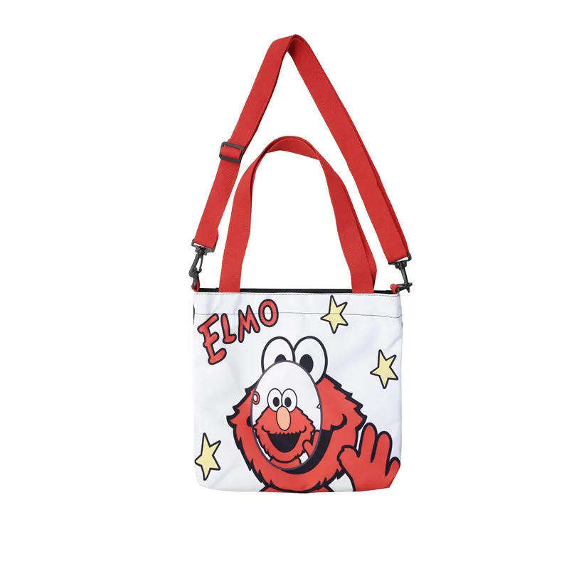 

Sesame Street ELMO Scookie Monster Canvas Crossbody Shopping Bag Cartoon Non-woven Large Capacity Shoulder Tote Bucket Handbag