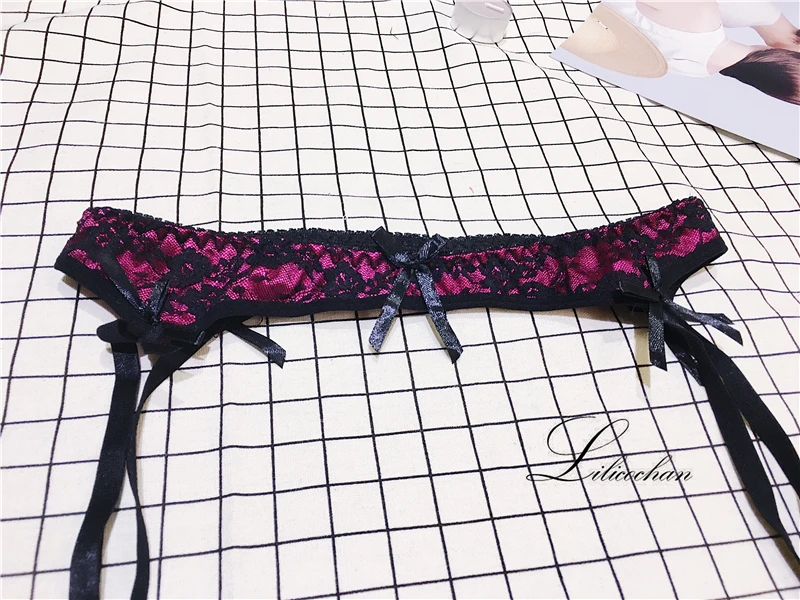 Lilicochan Luxury Sexy Ruffles Bow Push Up Open Cup Underwear Cute Bra and T Panty Sets for Women erotic lingerie