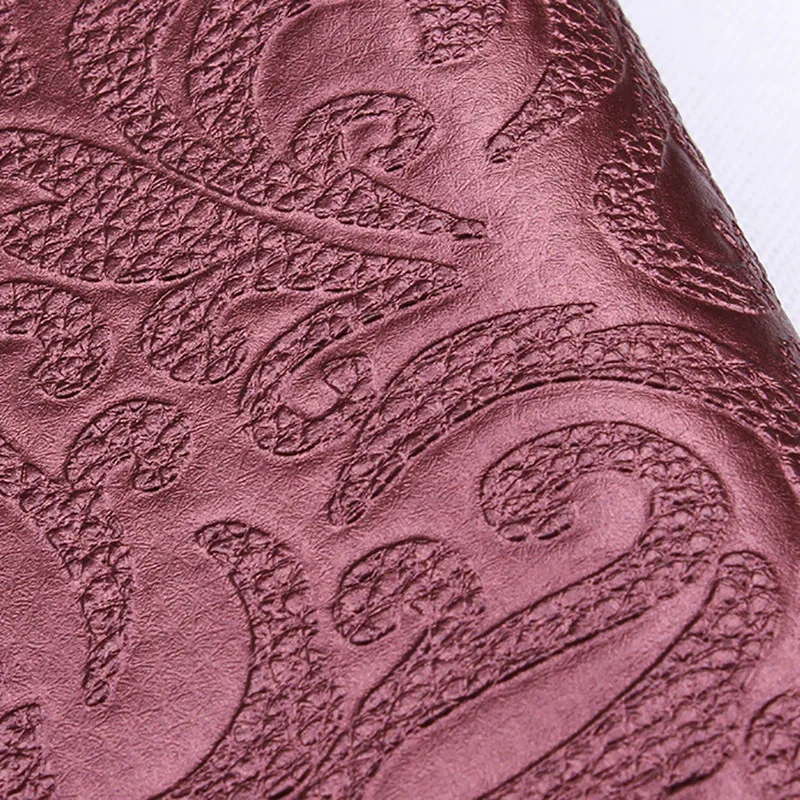 Lychee Life A4 Embossed Stripe Printed Faux Leather Fabric Floral Synthetic Leather DIY Sewing Material for Handbags