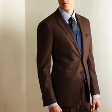 Индивидуальный заказ коричневый Groomsmen Смокинги для женихов Slim Fit Мужские Свадебные Пром ужин Костюмы 2 шт. жениха Смокинги для женихов Best человек наряд TERNO