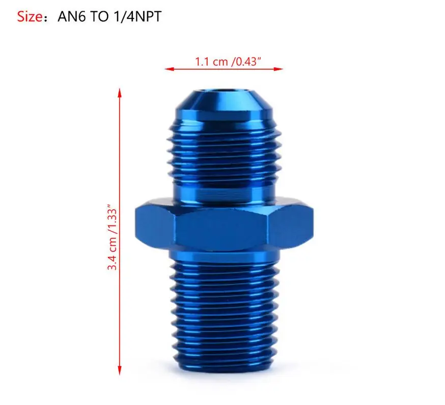 Areyourshop автомобильный 1 шт. AN4 AN6 AN8 AN10 AN12 NPT прямой Мазут Воздушный шланг фитинг Мужской адаптер синий авто аксессуары - Цвет: AN6 TO 1 4NPT
