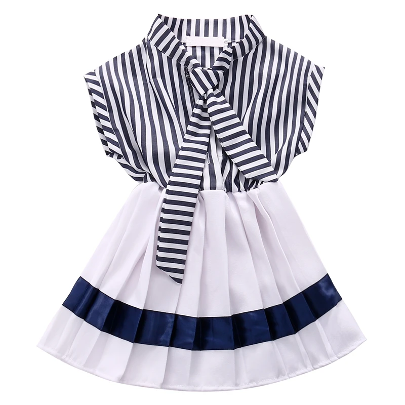 

Toddler Kids Girls Dress Navy Stripe Summer Children Clothing Sundress Summer Party Dress Clothes 2-7Y