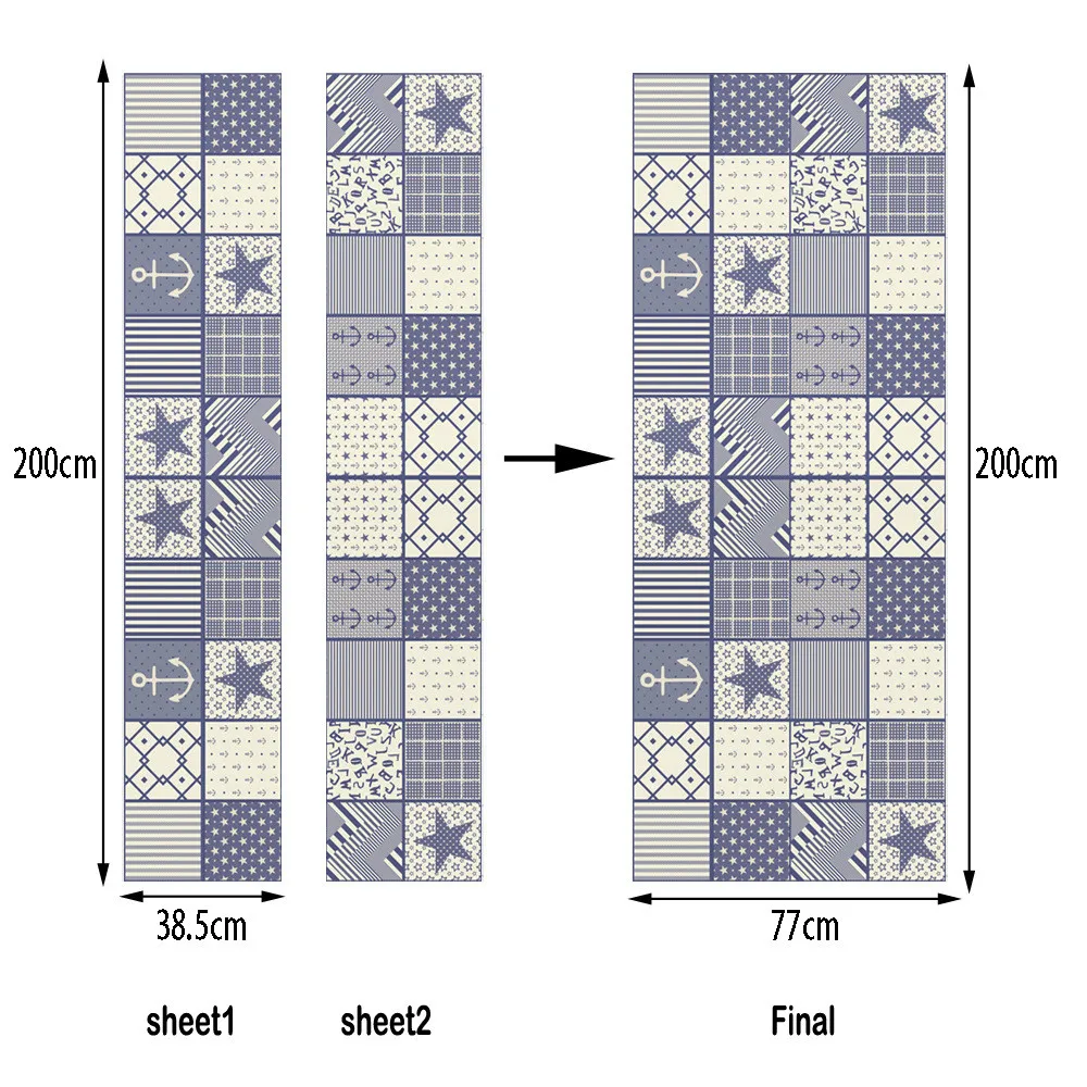 Индивидуальный размер/77*200 см Средиземноморский стиль ПВХ самоклеющиеся водонепроницаемые наклейки на дверь украшение дома настенные наклейки DIY обои