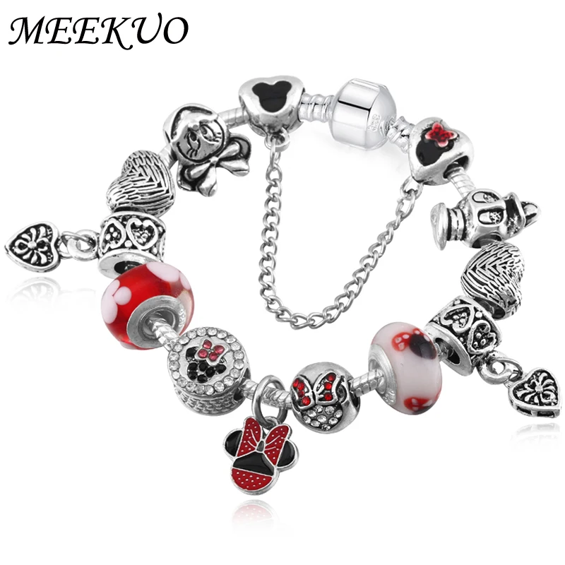 

High Quality Fashion Jewelry Cute Mickey Charm bracelet for Women Girls Fashion DIY Beads for Women Bracelet Pulseira BL096