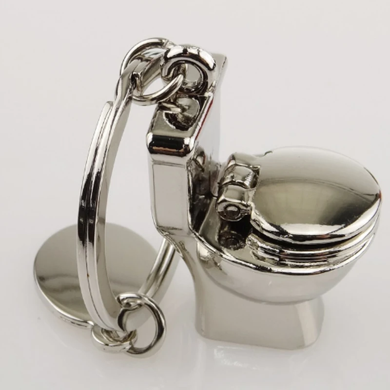 Ualgl moda metal Colgantes lindo divertido closestool estilo llavero para las mujeres bolso Accesorios car keyring llavero