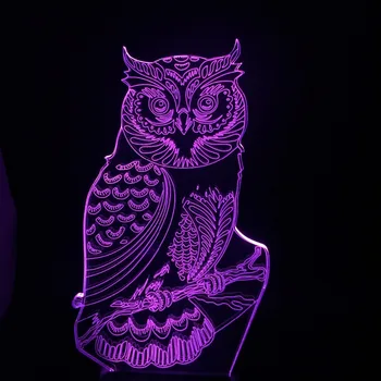 

New 2018 Owl Animal 3D Lampara Night USB LED 7 color Change RC Christmas Kids Toy Decor luminaria Kid sleep bedside light