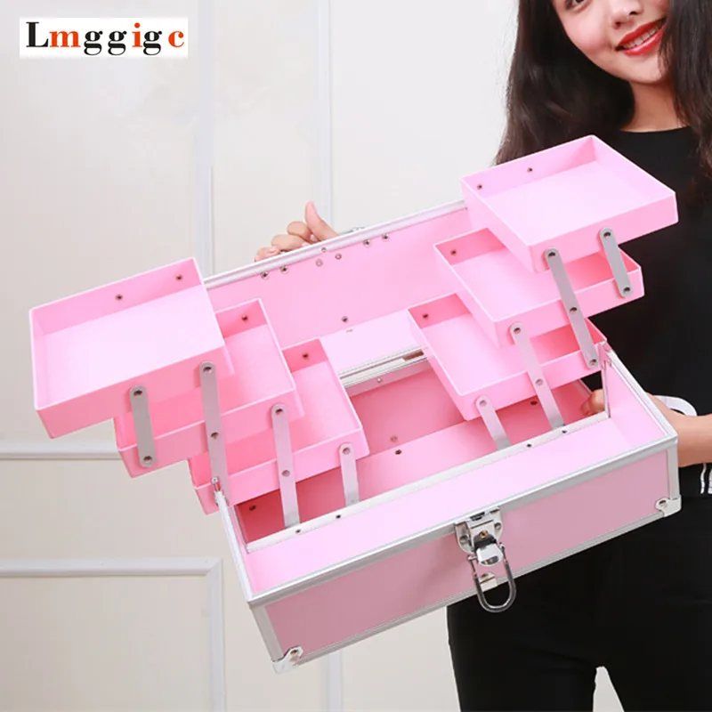 

Makeup artist Cosmetic Bags,Makeup Case,Nails Kit,Beauty Box ,PVC Travel Toolbox ,32*26.5*19cm Cabin Suitcase