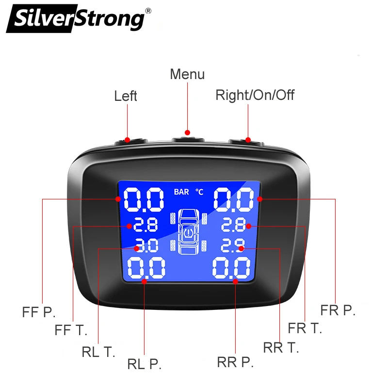 SilverStrong TPMS с USB сигнализацией давления в шинах авто система мониторинга давления в шинах 4 Датчики давления в шинах сигнализация температуры для Android автомобиля DVD