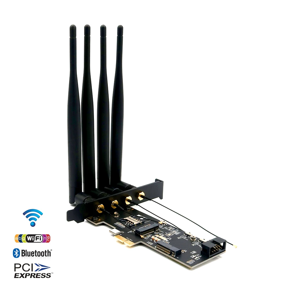 Adaptador De Wifi Do Pc Ngff M 2 Chave B E Chave A Para Pcie X1 Placa De Rede Com Slot Para Cartão Sim 5dbi Antena Wi Fi Para 3g 4g Módulo Wi Fi