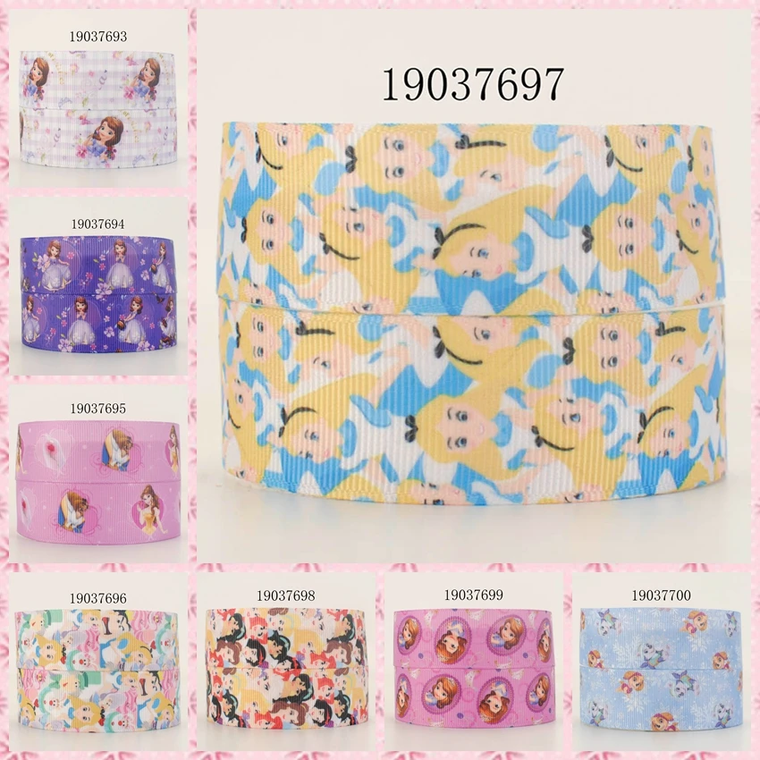 

10yards -different sizes -cute cartoon princess pattern ribbon printed Grosgrain ribbon 19037693