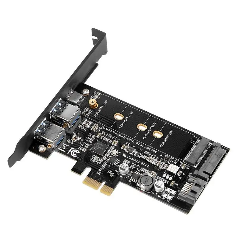 Двойной USB3.0 1 порт Тип-c M.2 Адаптерная плата PCIe M2 SSD SATA B Ключ к PCI-e 3,0 конвертер контроллера карты для 2280 2260 2242 2230 NGFF