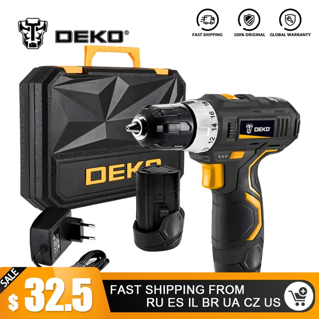 DEKO GCD12DU3 12-максимальное напряжение литий-ионный Батарея 32N. m 2-Скорость электрическая Беспроводная Дрель Мини дрель шуруповерт Беспроводной Мощность драйвер
