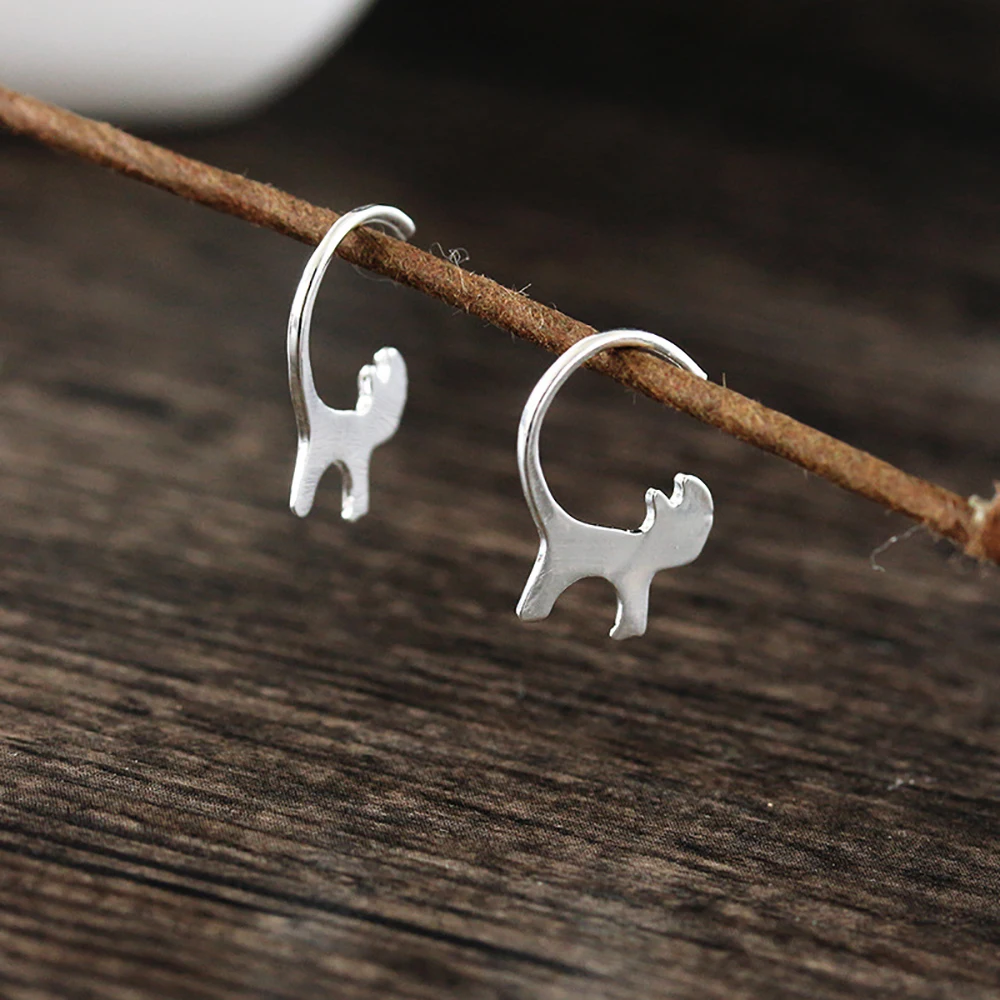 Bls-miracle New !Fashion Jewelry Accessories Silver Lovely Cat Earrings Best Gift For Women Girl Wholesale E076 - Image 3