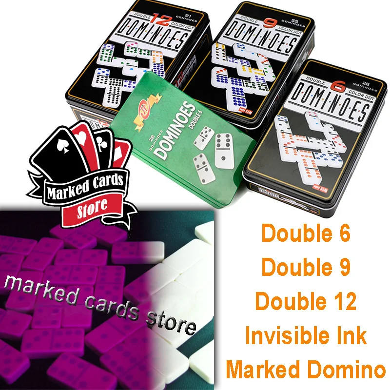 

Double 6/9/12 Marking Domino with Invisible Ink for Infrared Contact Lens Load in Metal Box Same as Marked Cards in Gamble Games