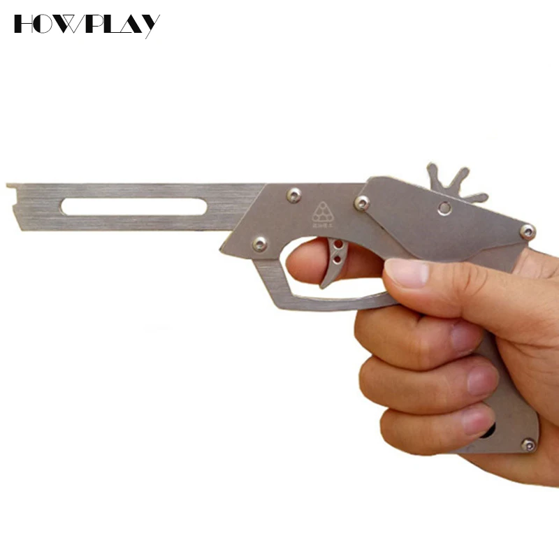 Howplay Rubber Band Gun Metal Kids Toy Guns 8 Bursts Of Bullets Toy Gun