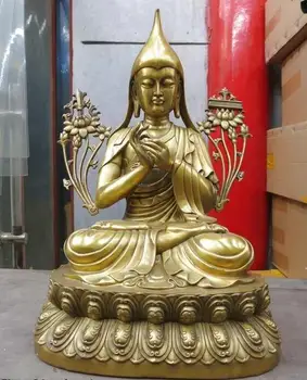 

20" Chinese brass carved beautifully Tibet buddha Tsongkhapa Sculpture Statue