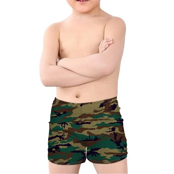 

THIKIN 2019 Kids Boys Summer Swimming Trunks Green Camouflage Pattern Beachwear Breathable Bathing Children Swimsuits Customized