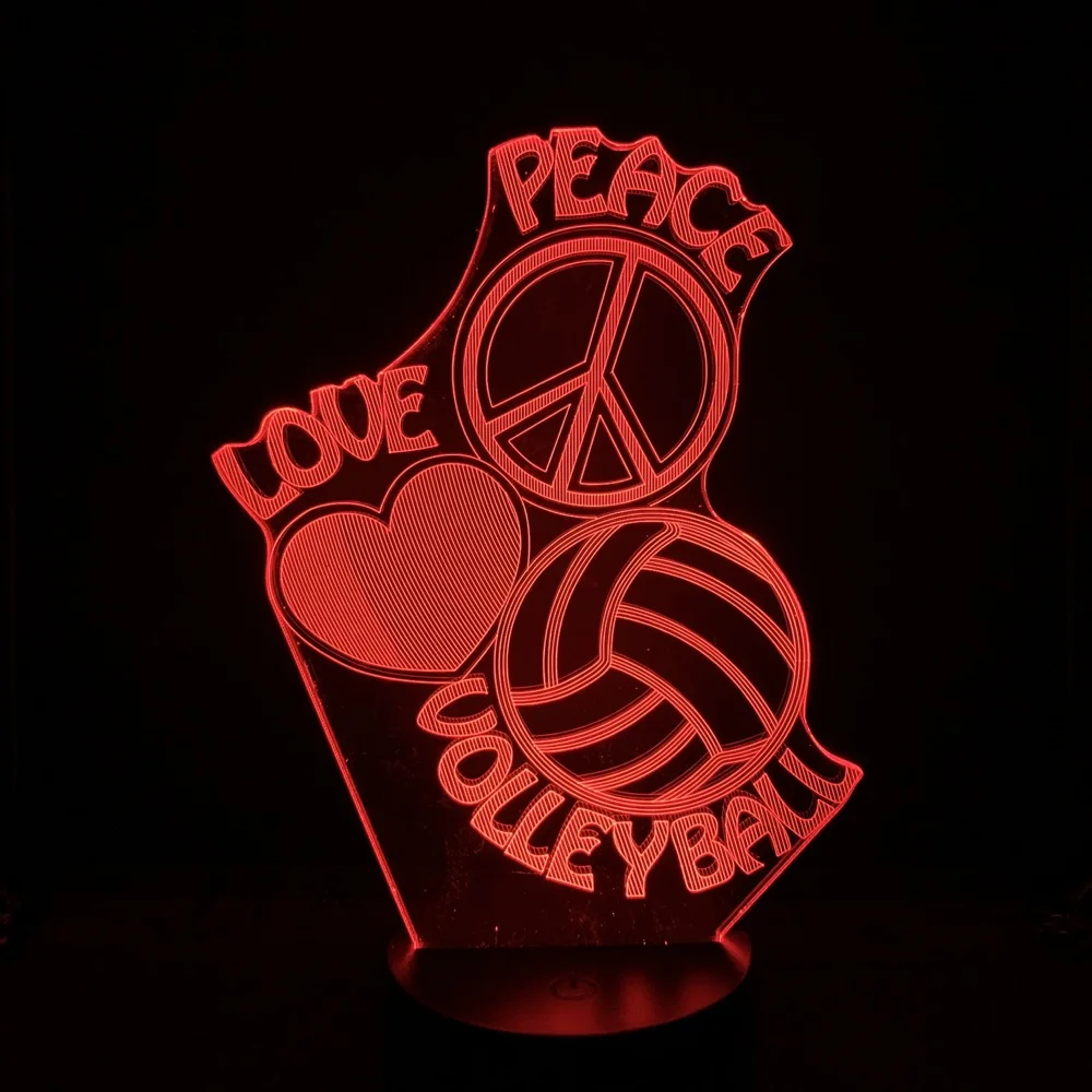 

Volleyball Led Night Light Sport Led Decorative Light Love Peace Logo Prize Led Optical Desk Fancy Infant Multicolor 3d Lamp