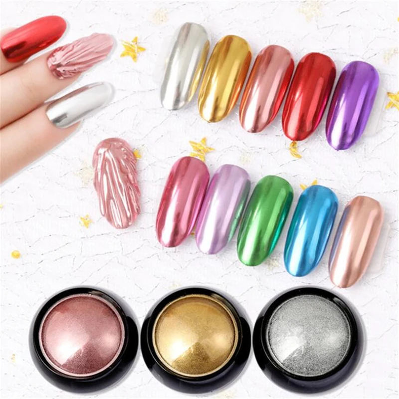 box Mirror Powder Nail Glitter Nail Art Glitter Purple Blue Silver Holo Chrome Nail Pigment Pearl Powder Decoration Manicure