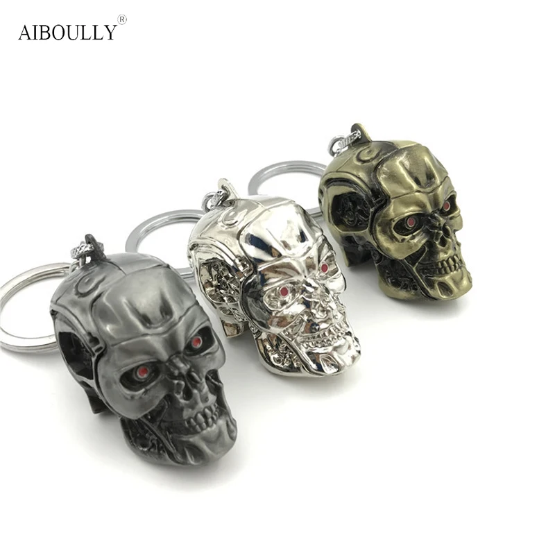 

2017 Good Quality Hot Movie The Terminator Metal 3D Skull Keychain Toy Key Ring Color options