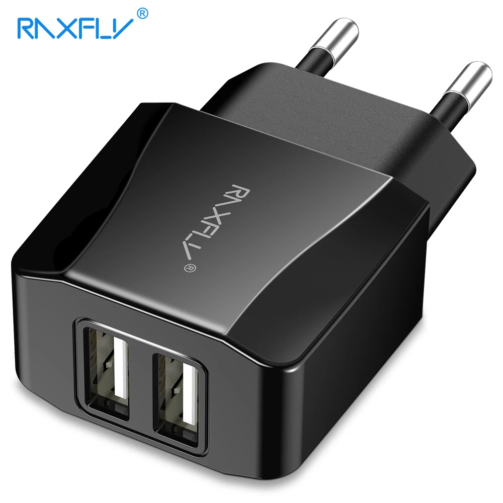 RAXFLY двойное зарядное устройство USB для Xiaomi Redmi Note 7 5 4 EU Plug 2 настенное зарядное устройство для iPhone 7 8 X XS MAX Fast универсальное