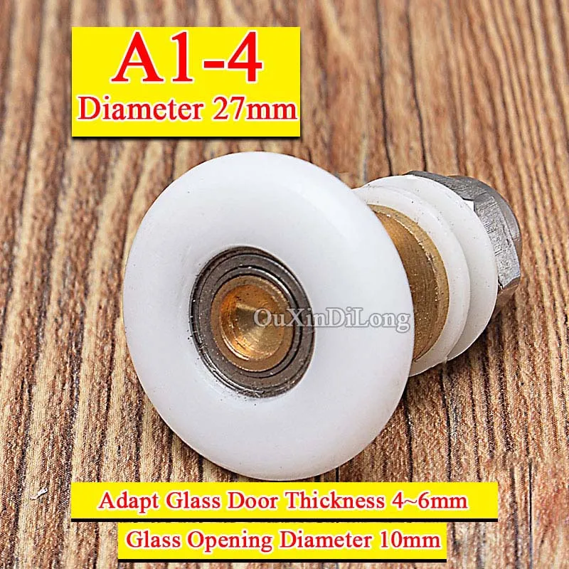 A1-4 Diameter 27mm Топ разработан 10 шт. душевые дверные ролики/бегуны/колеса/шкивы душевая кабина стеклянные дверные колеса для 4-6 мм стекло - Цвет: A1-4 Diameter 27mm