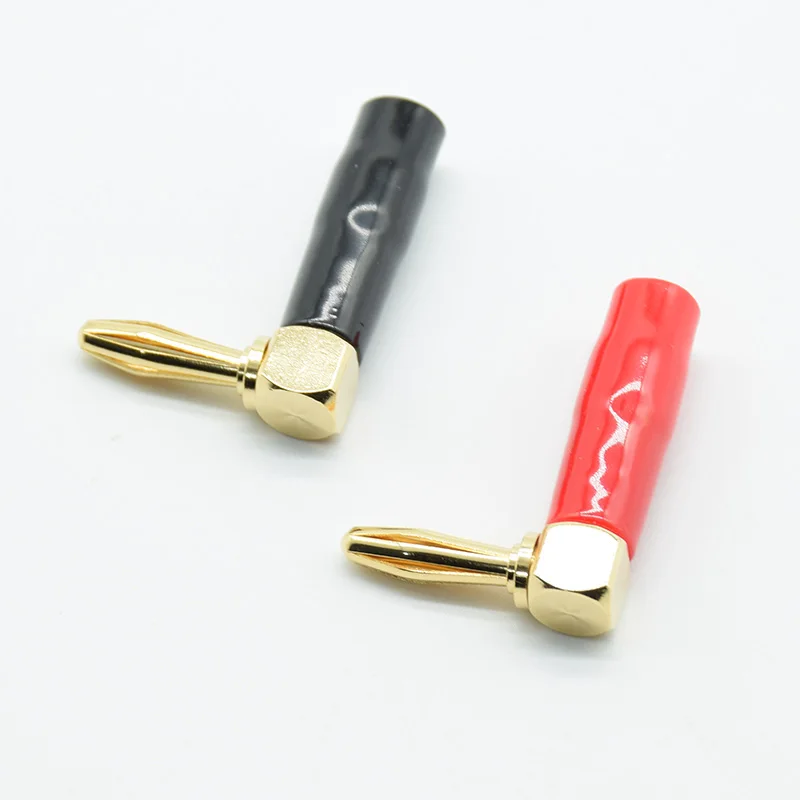 

2pcs/1pair Right Angle 90 Degree 4mm Banana Plug Screw L Type Binding Post Amplifiers Video Speaker Adapter Connector red black