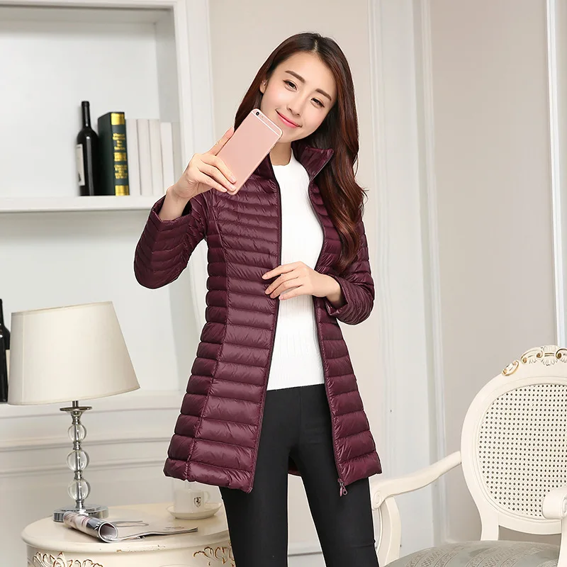 JOGTUME Duck Down Warm Jacket 2017 Autumn Winter Women Slim Jackets Long Style Ladies Fashion Lightweight Cost Plus Size 3XL 4XL Coats