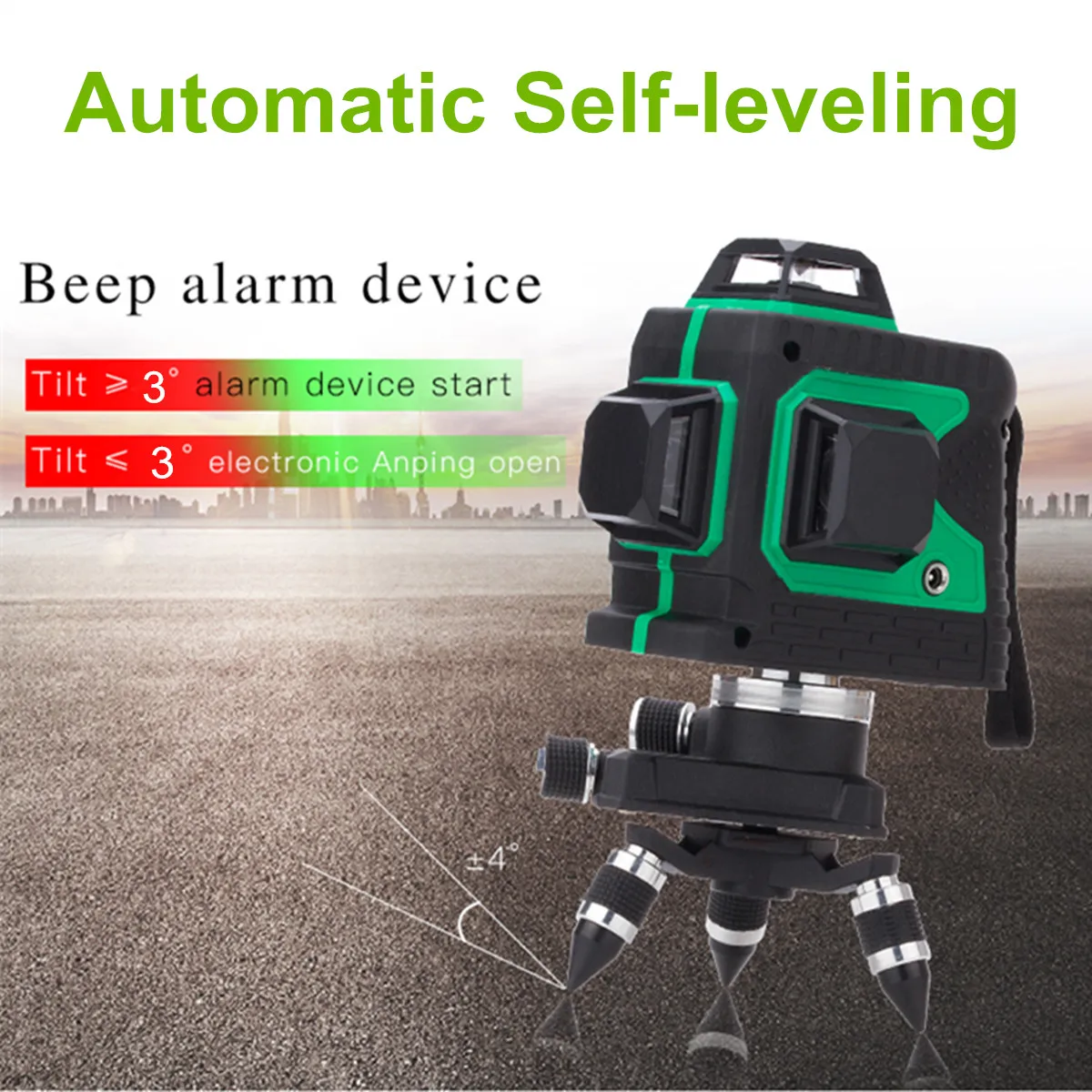 

3D 12 Line 360 Degree Laser Plumb-point Function Auto Self Leveling Vertical Horizontal Level Cross GREEN with Tripod Waterproof