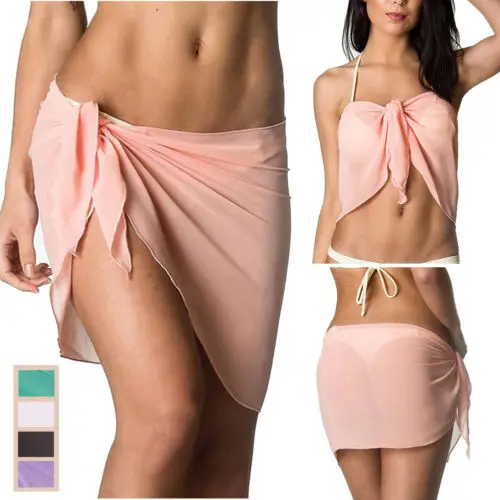 

Sexy Women Cover Up 2019 New Stylish Ladies Chiffon Short Sarong Wrap Holiday Beach Swimwear Mini Sarongs Summer Bathing Suit