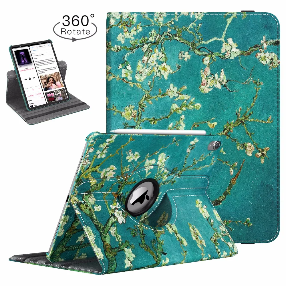 

Folio Case for iPad Pro 12.9" 2018 [Support Apple Pencil Charging] 360 Degree Rotating Smart Leather Stand Cover with Auto Sleep