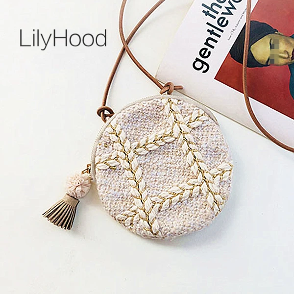 Круглая твидовая мини сумка LilyHood на плечо милая миниатюрная дамская сумочка из