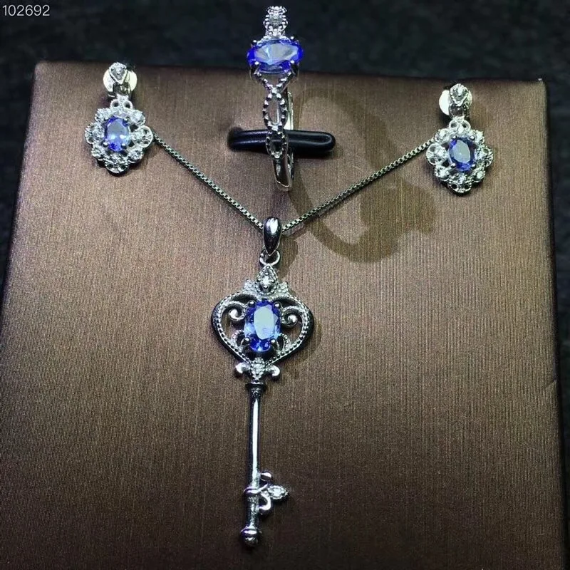 Columbia natural tanzanite set ring earrings necklace