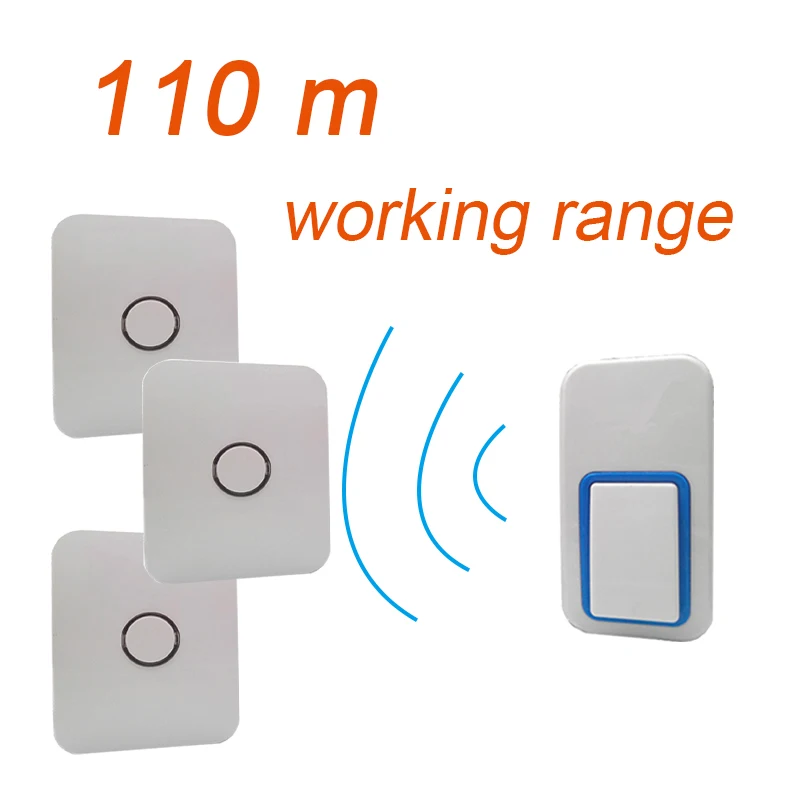 Augreener Long Distance Wireless Doorbell No Battery No Wire One Button 3 Receivers Loud Voice For The Old Door Bell