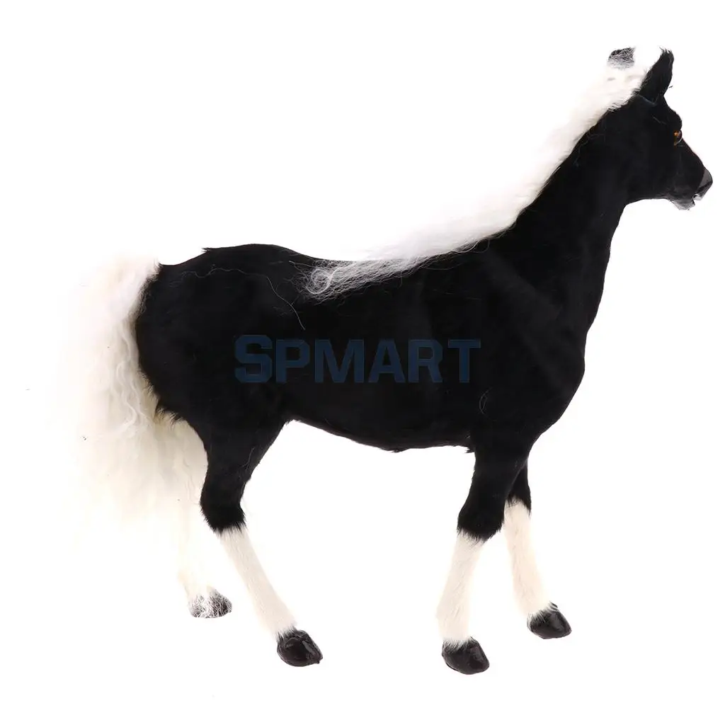 Lifelike Simulation Plush Stuffed Horse Animals Model Figure Plush Figures Soft Toy Home Decoration Black